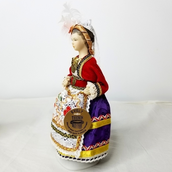 Corfu Greek Vintage Evelt Themis Female Porcelain Doll on Traditional Costume - Picture 3 of 10